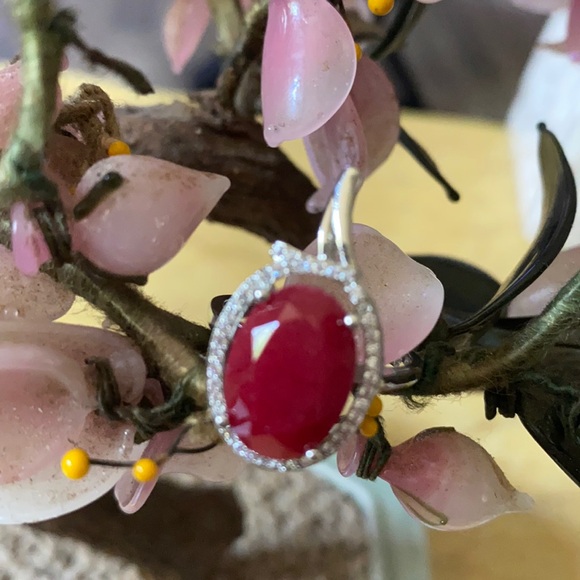 Vintage 925 natural ruby white sapphire ring